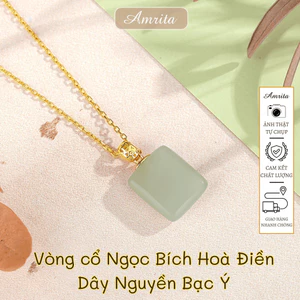 Vòng cổ Ngọc Bích Hoà Điền Hetian Dây Truyền Bạc Ý - Amrita