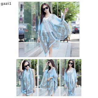 [gazi1] Khăn choàng voan in họa tiết chống nắng mùa hè Khăn choàng Polyester dành cho nữ Khăn choàng trang trí đa dạng lụa đi biển Boutique