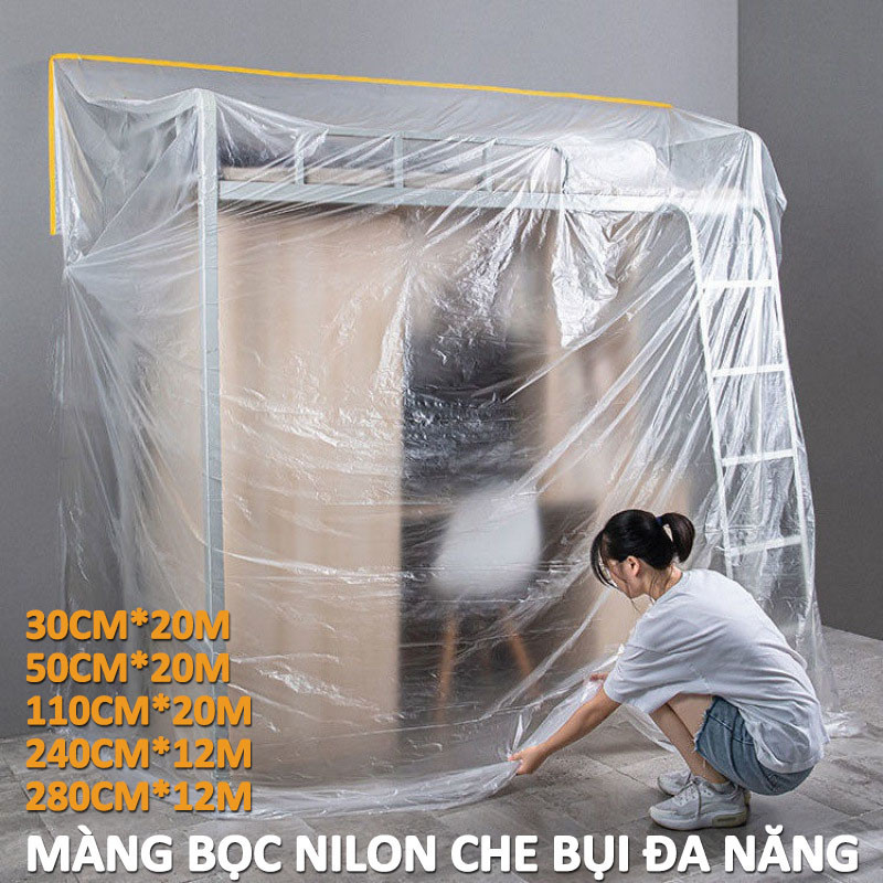 Màng bọc nilon che bụi đa năng，có keo dán cố định，che phủ ngăn bụi nhiều size，che sơn, che phủ, ngăn bụi, bọc hàng