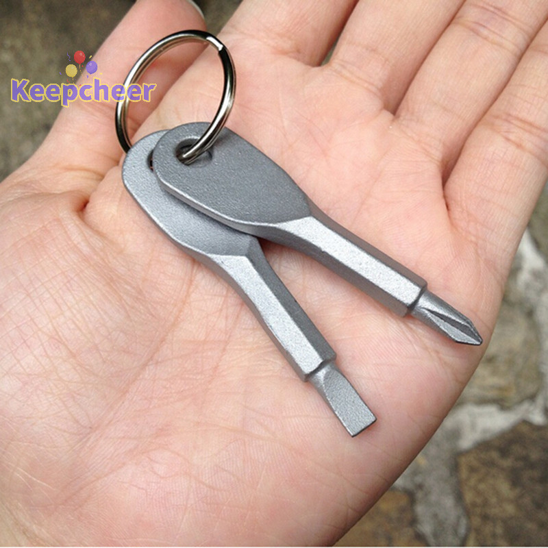 [Keepcheer] Bộ tuốc nơ vít bỏ túi móc khóa bằng thép không gỉ 2 phím ngoài trời [Mới]