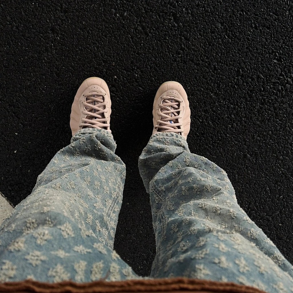 ThaliaWisp Uncl Quần hip-hop đường phố cao cấp Châu Âu và Mỹ phong cách đường phố đẹp trai chàng trai đường phố jacquard quần jean in đầy đủ quần mỏng thẳng