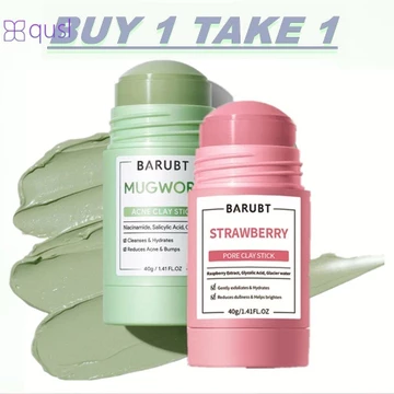 【mua 1 tặng 1】Mặt nạ đất sét ngải cứu 40g*2 + Mặt nạ dạng thỏi dâu tây có thể bôi lên mặt nạ dạng thỏi trà xanh để làm sạch da dầu chăm sóc da qusl
