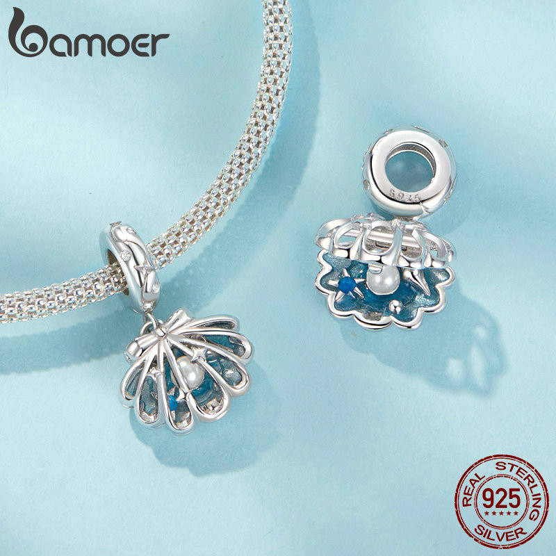 Phụ kiện mặt dây chuyền thiết kế vỏ quyến rũ Bamoer 925 Sterling Sliver cho vòng tay