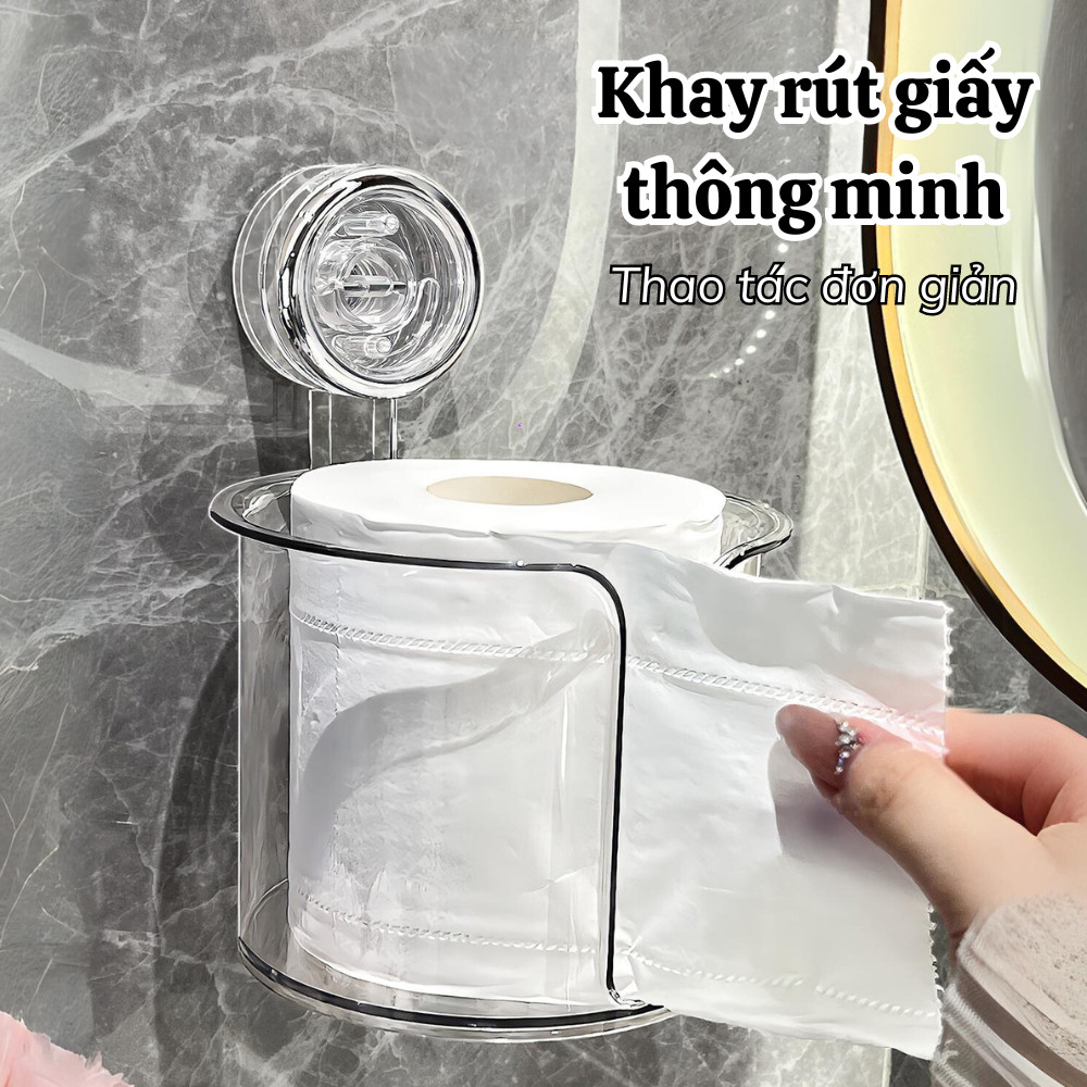Hộp Đựng Giấy Vệ Sinh Trong Suốt Hút Chân không có khe rút giấy, Hộp đựng khăn giấy phòng tắm