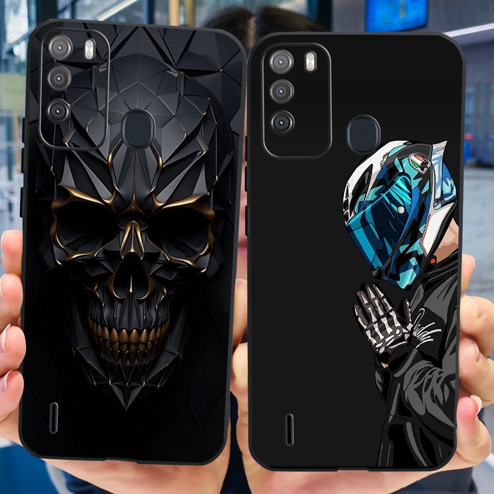 Ốp lưng ITEL S16 Vision 1Pro Hoa thẩm mỹ Vỏ điện thoại silicon màu đen hình gấu trúc dễ thương ITEL Vision 1 Pro