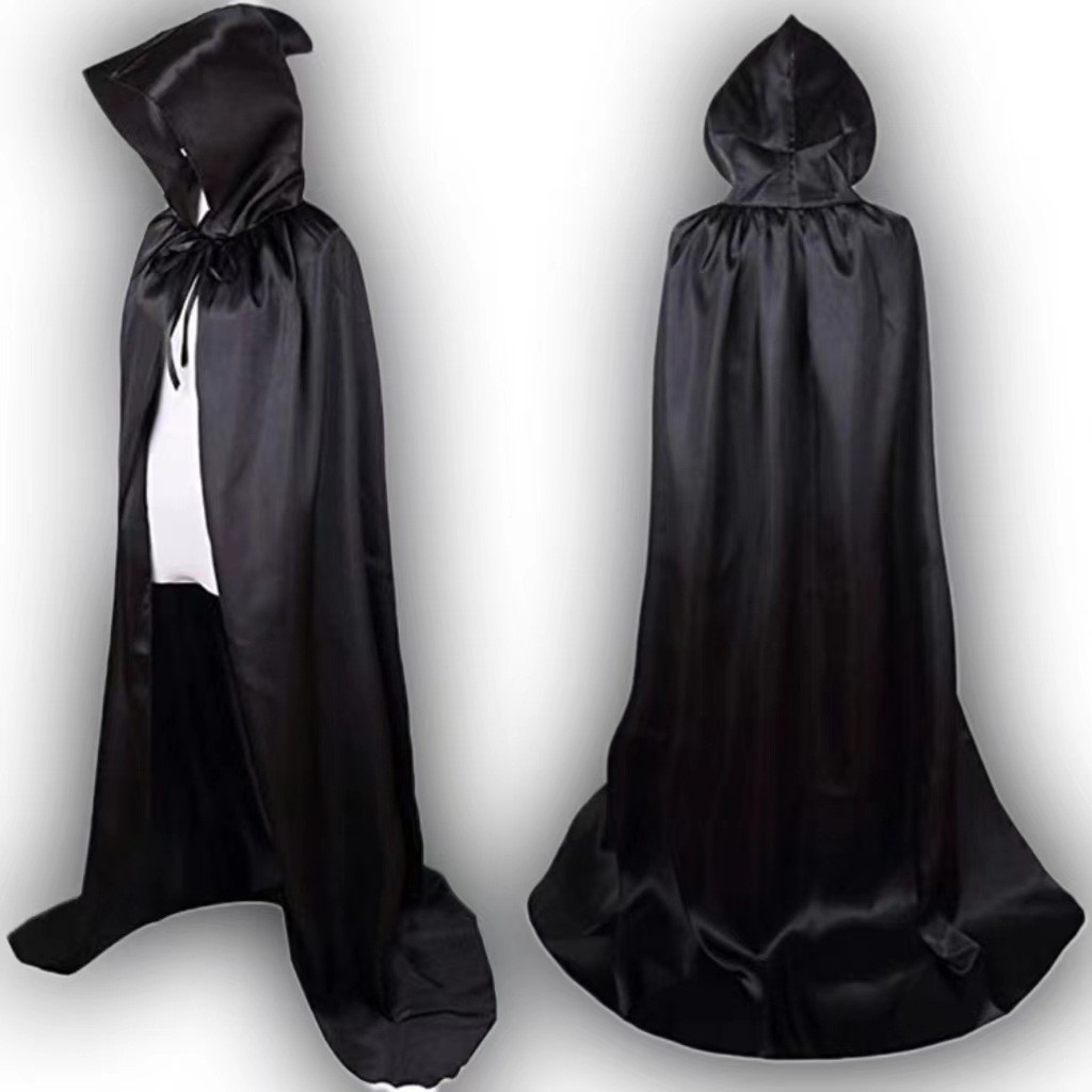 5y Halloween áo choàng đen chết áo choàng có mũ Phù thủy quỷ trang phục Ma cà rồng bữa tiệc trẻ em người lớn cosplay vải