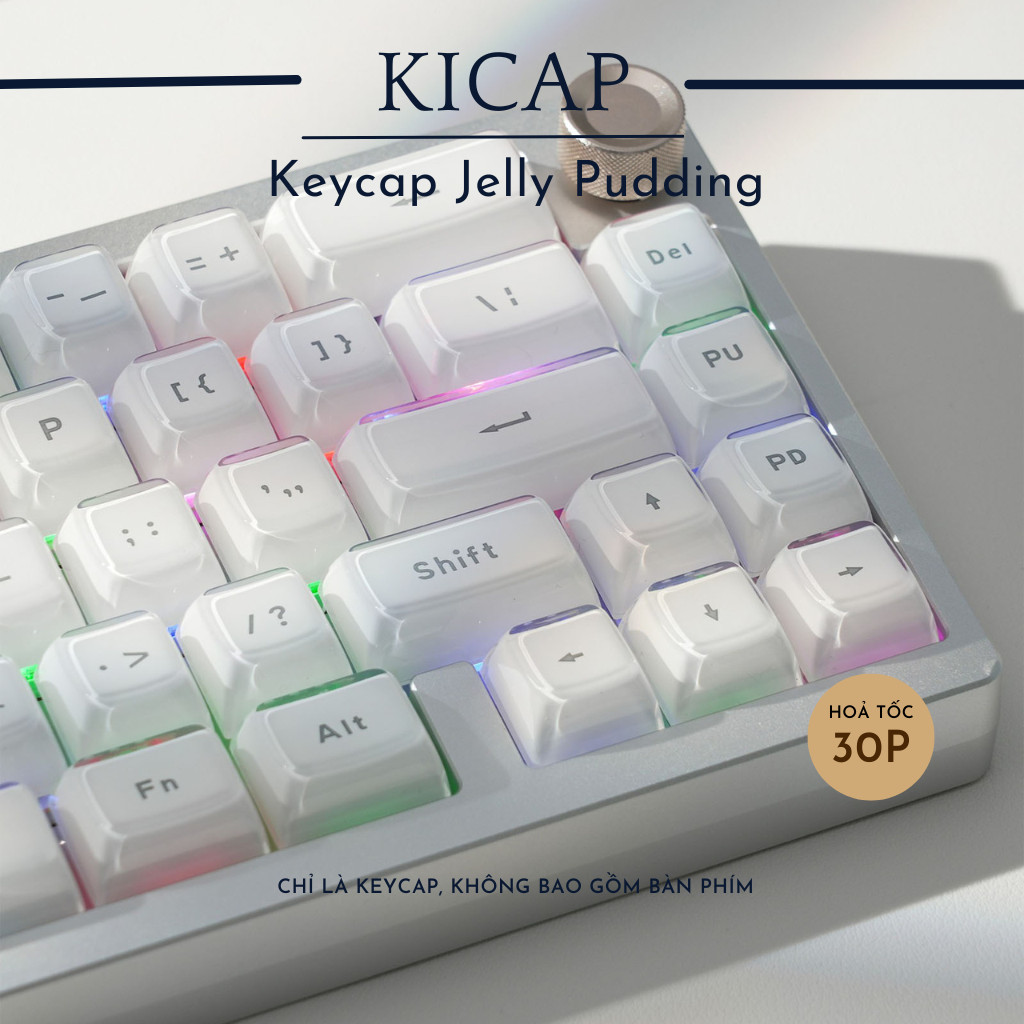 Bộ keycap Jelly Pudding xuyên led chất liệu PBT doubleshot 135 nút ...