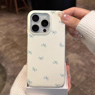 Blue Bow Vỏ Da Trắng Đáng Yêu Cho Samsung s22 s22plus ultra Case Girly S23 S23Plus s23fe s24 s24plus s24ultra Ví Ốp điện thoại