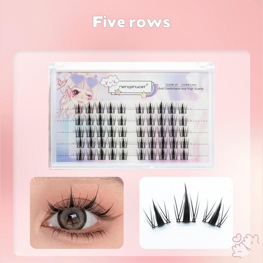 IOIIK 3/510 Row--Cụm mi DIY Cụm nối mi Cụm lông mi Lông mi uốn cong phân đoạn Wispy Cụm lông mi giả