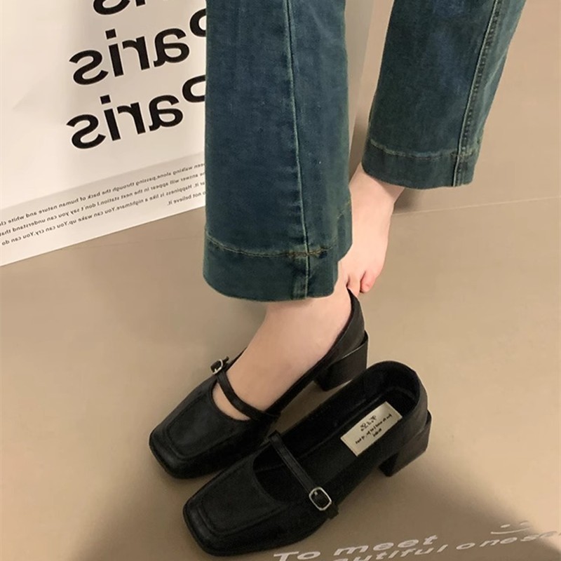 Giày Cao Gót Nữ Atikota Mary Jane Phong Cách Mới Thời Trang Đơn Giản Tính Khí Học Sinh Phù Hợp Với Miệng Nông Giày Đơn