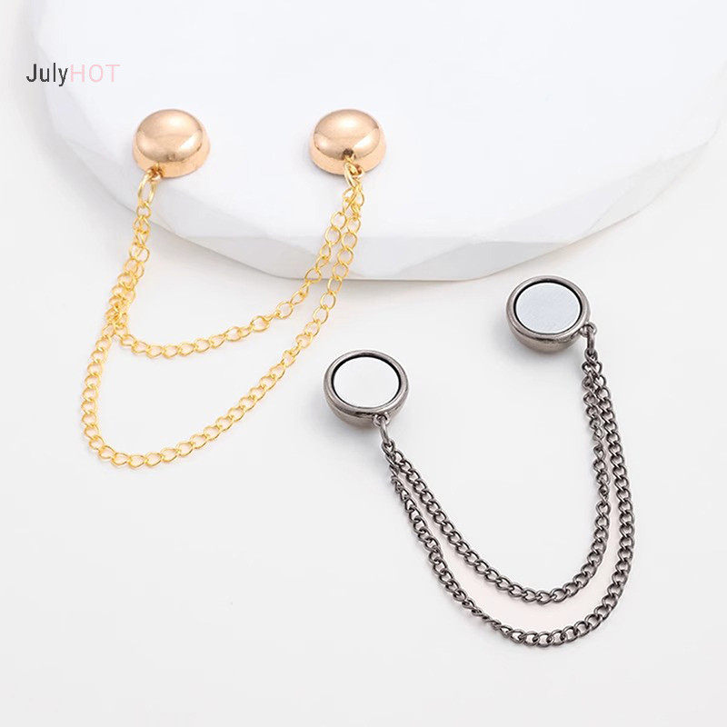 Julyhot 2 Chiếc Đa Năng Từ Quần Áo Kẹp Có Dây Xích Nút Kim Loại Kẹp Quần Áo Khăn Chân Vòng bít Cố Định Nam Châm Pin Massivedeals