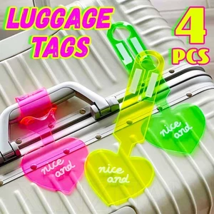 1 / 2 / 4 Nhãn Vali PVC Trái Tim Tình Yêu - Thẻ Vali Màu Huỳnh Quang - Mặt Dây Chuyền Thẻ Kiểm Tra Chống Mất - Nhiều Màu Sắc, Di Động, Thời Trang - Thẻ Đựng Tên Hành Lý Du Lịch