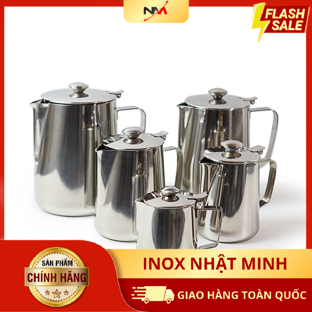 Ca đánh sữa inox cao cấp 304 có nắp đủ dung tích | Shopee Việt Nam