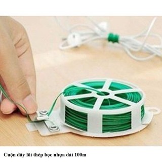 1 cuộn dây lõi thép bọc nhựa dài 100m có dao cắt buộc lan (Sợi nhỏ) SUNND