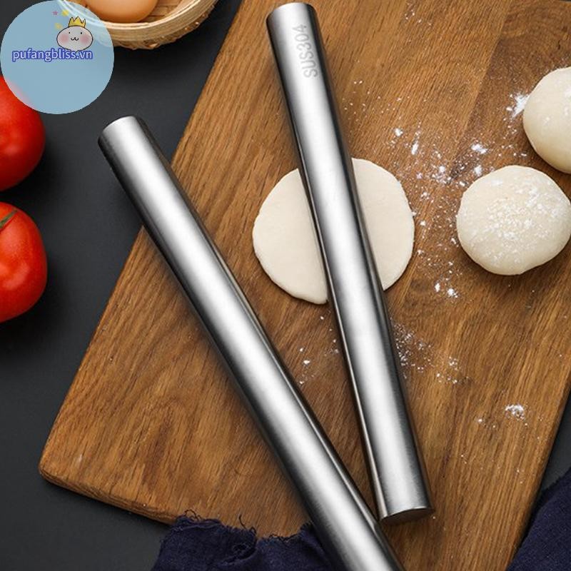 Pufangbliss Thép không gỉ Cán Dụng Cụ Nhà Bếp Bột Con Lăn Nướng Bánh Pizza Mì Bánh Bao Làm Dụng Cụ Không Nướng VN