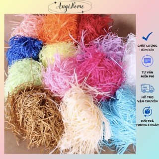 Giấy trang trí hộp quà, lót chống shock trong hộp quà tặng dạng sợi raffia nhiều màu,giấy rơm lót hộp quà 200gr ANGIHOME