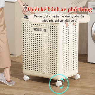 Giỏ Đựng Quần Áo Gấp Gọn Có Bánh Xe Myd.23, Giỏ Đồ Giặt Bẩn Dễ Dàng Di Chuyển, Thích Hợp Cho Ban Công Hoặc Phòng Tắm