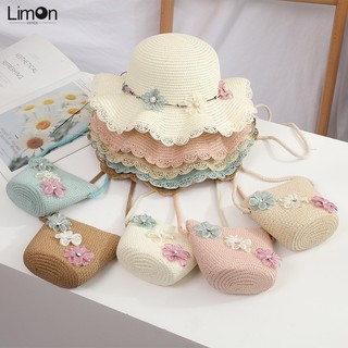 Mũ Cói Đính Hoa Thời Trang Hè Xinh Xắn Cho Bé Gái