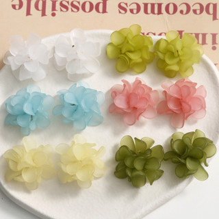 Bông tai cụm hoa mờ tươi mới DIY acrylic ngọt ngào, trang sức tai phụ nữ, phụ kiện treo bán buôn