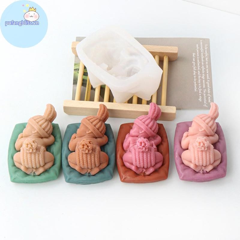 Pufangbliss 3D Bé Ngủ Hình Khuôn Silicon Nhà Bếp DIY Bánh Fondant Nướng Khuôn Socola Xà Phòng Handmade Thạch Cao Nhựa Đất Sét Dụng Cụ VN