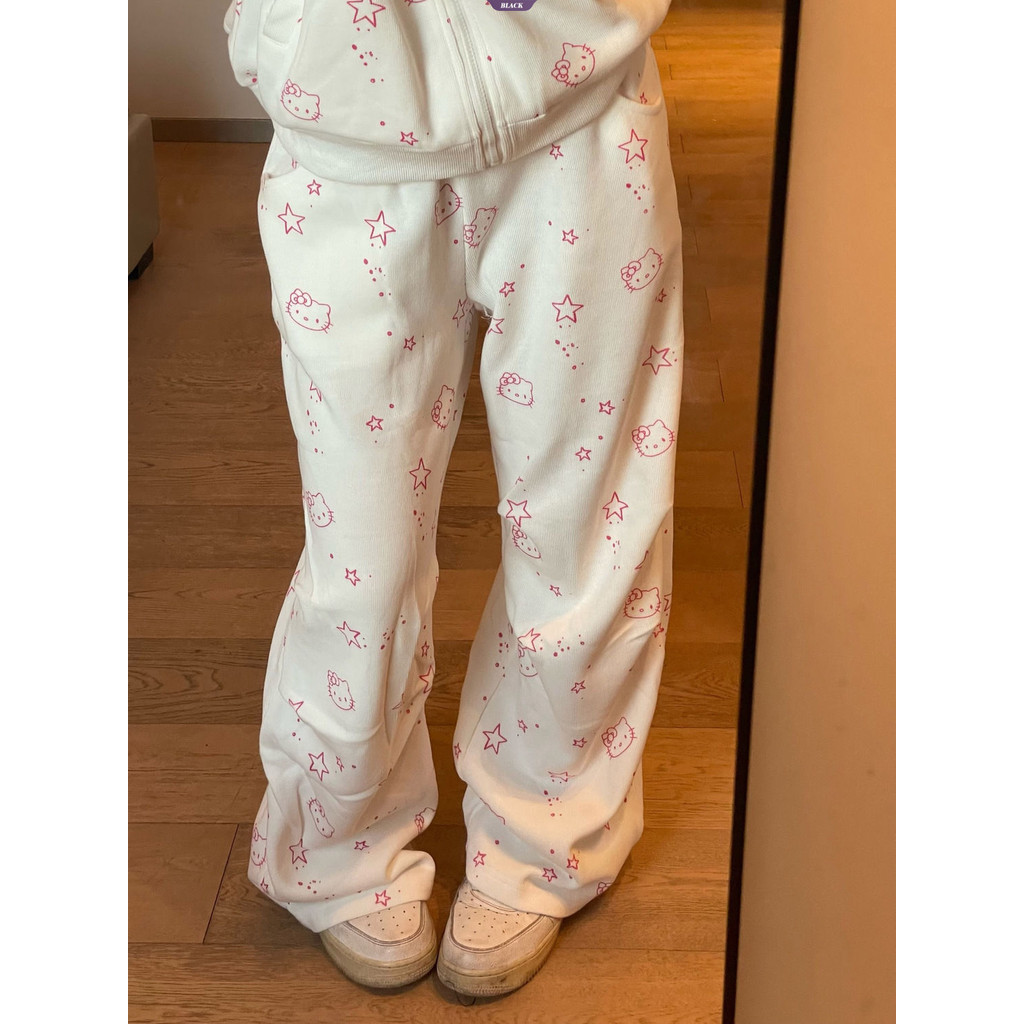 Dopamine Sweet Girl Hello Kitty Quần ống rộng nữ Gió lười thường ngày Kéo thẳng sàn Quần dài mỏng [BL]