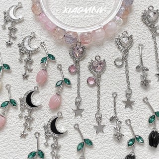Hợp Kim Người Yêu Trái Tim Tua Rua Hoa Hồng Mặt Dây Chuyền diy Handmade Trang Sức Vòng Cổ Đính Hạt Phụ Kiện Chất Liệu
