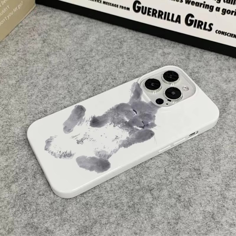Mực Và Rửa Tranh Thỏ Thiết Kế Nghệ Thuật Ốp Lưng Điện Thoại Cho iPhone 16 15 Pro Max 11 12 13 14 Pro Plus 16E Silicon Mềm Chống Sốc Bảo Vệ