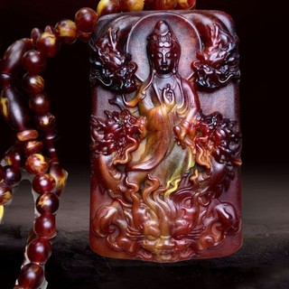 Mặt dây chuyền nam độc đáo từ ambergris tự nhiên chính hãng, thiết kế Cửu Long quan âm - 2024