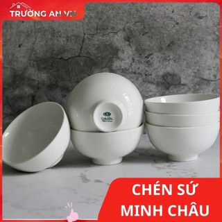 Bộ bát cơm sứ Minh Châu trắng trơn 11cm - Trường An VN