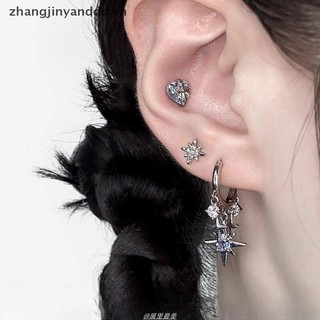 Bông tai mặt dây chuyền hình ngôi sao tám cánh màu xanh zircon, màu bạc, phù hợp làm món quà trang sức.