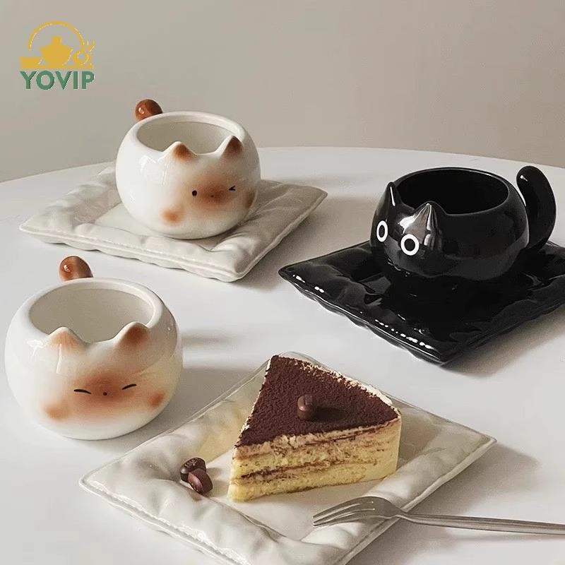 YOVIP Gốm Cốc Hoạt Hình Xiêm Cốc Cà Phê Underglase Màu Cốc Nước Nhà Ăn Sáng Sữa Cà Phê Cốc Quà Tặng Sinh Nhật VN