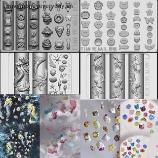 [savemoneyeveryday] 3D Silicone Mềm Móng Tay Đại Dương Nàng Tiên Cá Mẫu Móng Tay Nghệ Thuật Khuôn Cá Vàng Koi NútCarves Bản Mẫu Hoạt Hình Cho Móng Tay Phụ Kiện DIY [vn]