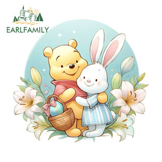 EARLFAMILY Winnie the Pooh với Thỏ Dán Xe Ô Tô Mũ Bảo Hiểm Xe Máy Xe Tay Ga Laptop Chống Thấm Nước Vinyl Decal Tắc Xước Kiểu Dáng Xe