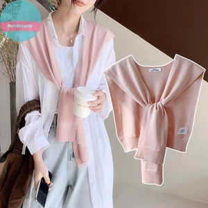 Khăn choàng dệt kim mỏng phong cách Hàn Quốc, bảo vệ cổ mùa hè