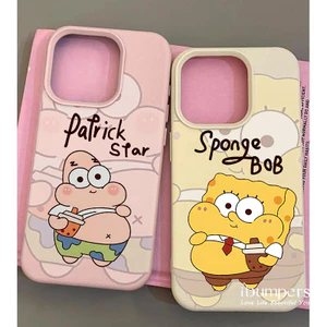 ibumpers Ốp Điện Thoại iPhone Dễ Thương Charming SpongeBob & Patrick Họa Tiết Cho IPhone 16 15 14 12 13 11 Pro Max IP 7 8 Plus X XS XR Ốp Lưng Mỏng Silicon Mềm Da Họa Tiết