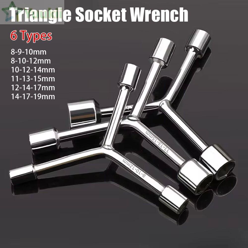 YUUKII 1 Cờ lê loại Y, Công cụ sửa chữa tháo gỡ Cờ lê ổ cắm tam giác bằng thép Chrome Vanadi, 8 10 12mm Xe đạp Xe đạp Cờ lê ba lỗ đa tiêu chuẩn