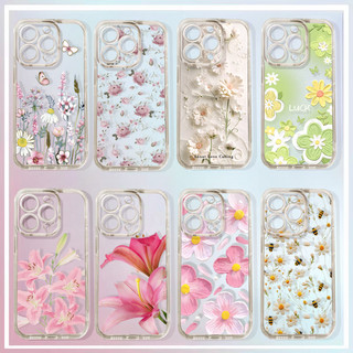 Tranh Sơn Dầu Ong Mật Hoa Ốp Lưng Điện Thoại iPhone 12 13 14 Pro Max Plus Mini cover Y2K Mềm Trong Suốt Silicon Chống Sốc