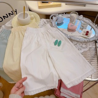 Mùa Hè Phong Cách Mới Bé Gái Quần Ren Mỏng Thường Ngày Crop Quần Thẳng Trẻ Em Bé Thời Trang Quần Rời