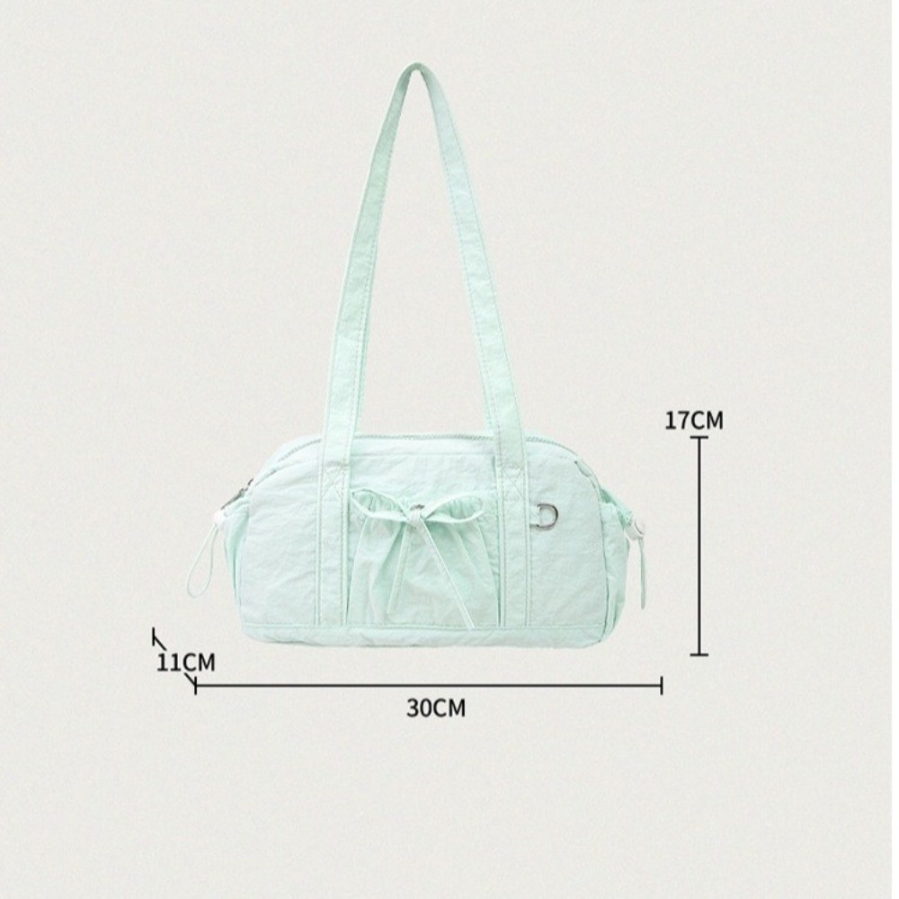 Túi đeo vai GUSTAVA, Túi xách nữ Nylon siêu nhẹ, Nơ màu trơn Túi Tote du lịch dung tích lớn