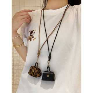 Retro Da Dây mini Tai Nghe Túi Đựng Tiền Xu Túi Nữ Thời Trang Dễ Thương Ví Tiền Xu Dài Vòng Cổ Phụ Kiện 7.22