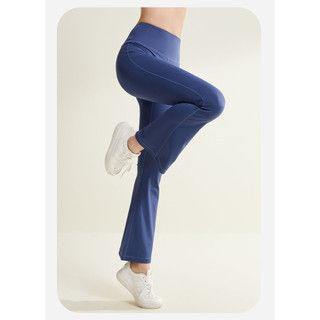 Quần thể thao chân rộng mỏng cao cấp, co giãn tốt, chất liệu polyester và spandex.