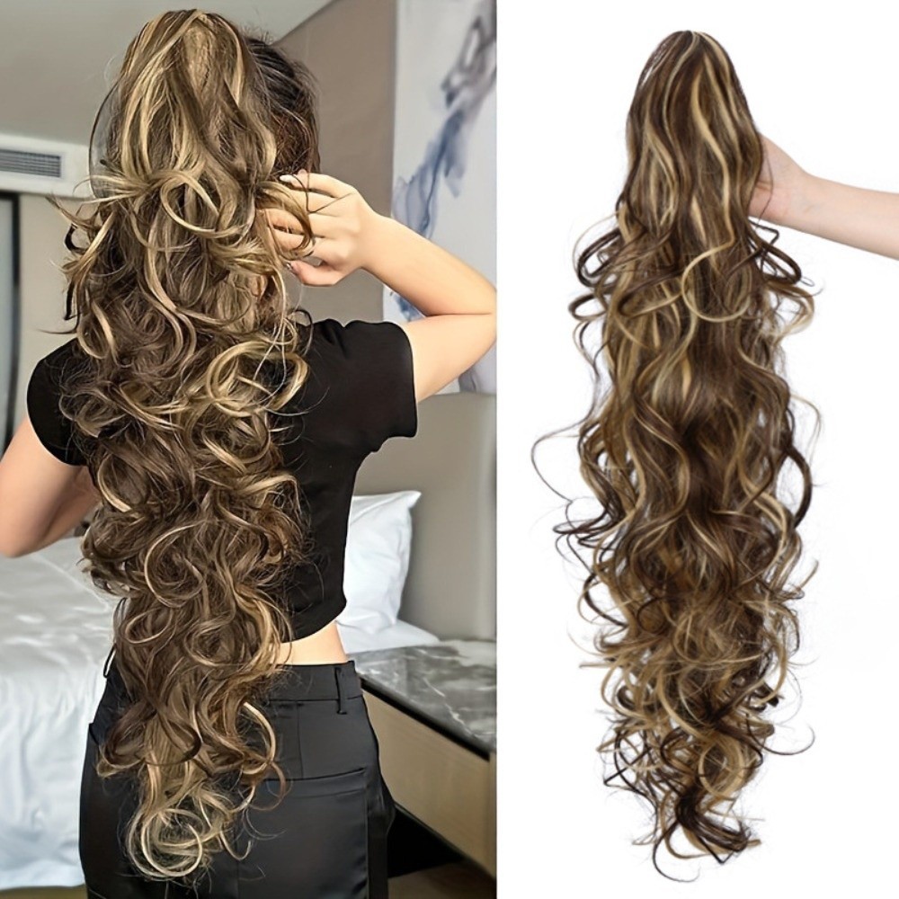 GOJO Móng Vuốt Kẹp Tóc Giả Đuôi Ngựa Ombre Xoăn, Dễ Dàng Sử Dụng Hằng Ngày
