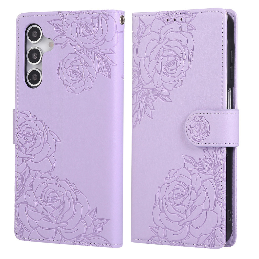 Ốp điện thoại ví từ tính bằng da Samsung Galaxy S25 Ultra S24 FE S23 Plus S22 A06 A16 A36 A56 5G S25 Edge Vintage Retro Flower Flip Cover Khe cắm thẻ Vỏ điện thoại PU