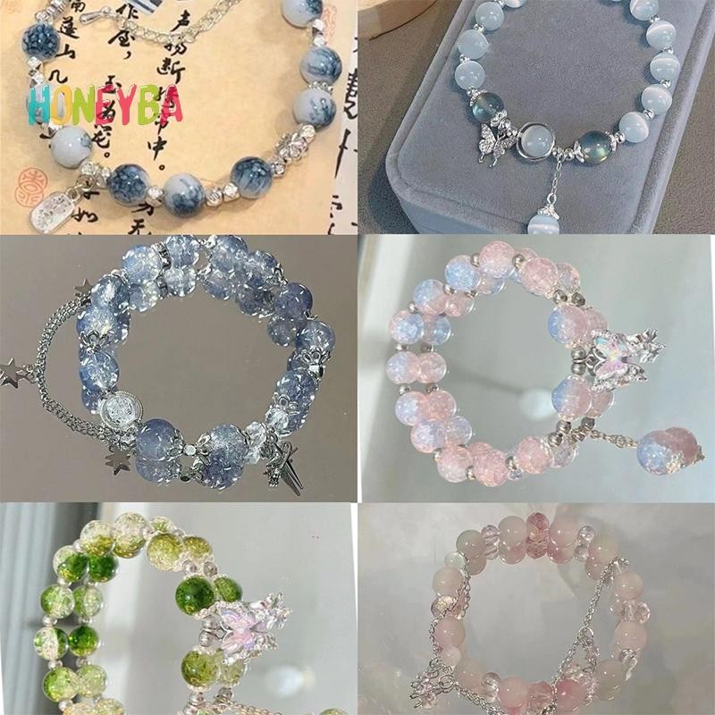 < Honeyba > Nhẹ Sang Trọng Ngọt Ngào sel Vòng Tay Nữ Thời Trang Bé Gái Giả Tưởng Đính Hạt Dây Đàn Hồi Vòng Tay Phụ Kiện Trang Sức Quà Tặng