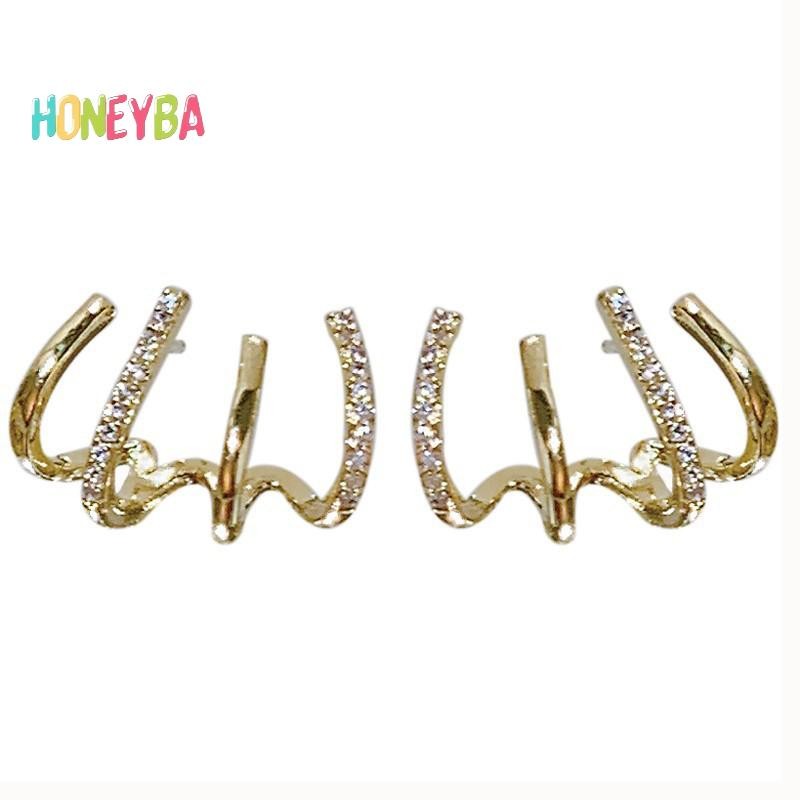 < Honeyba > 1 Đôi Bông Tai Đính Hoa Ngọc Trai Giả Hàn Quốc Pha Lê Thời Trang Nữ Trang Sức Thanh Lịch Tiệc Hàng Ngày Bông Tai Đuôi Cá Với Ngọc Trai Bốn Móng Vuốt Tai Hàng Bông Tai Quà Tặng