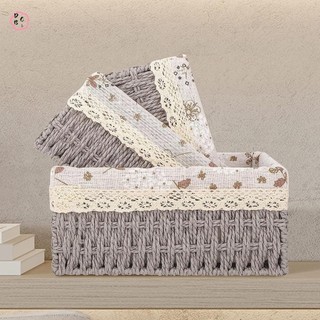 Giỏ đựng đồ đan nhỏ Giỏ đựng dây giấy bền cho kệ Tủ ngăn kéo
