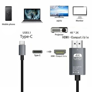 Cáp chuyển đổi USB-C sang HDMI 4K 60Hz Type-C HDTV chất lượng cao tương thích rộng cho điện thoại laptop