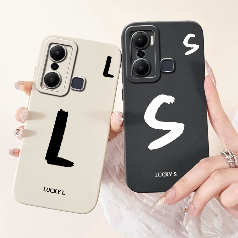 Infinix Hot 20Play X6825 Bao Infinix Hot 20 Play Case Chữ Thời Trang Đơn Giản Thiết Kế Họa Tiết A-Z Ốp Lưng Chống Sốc Silicon