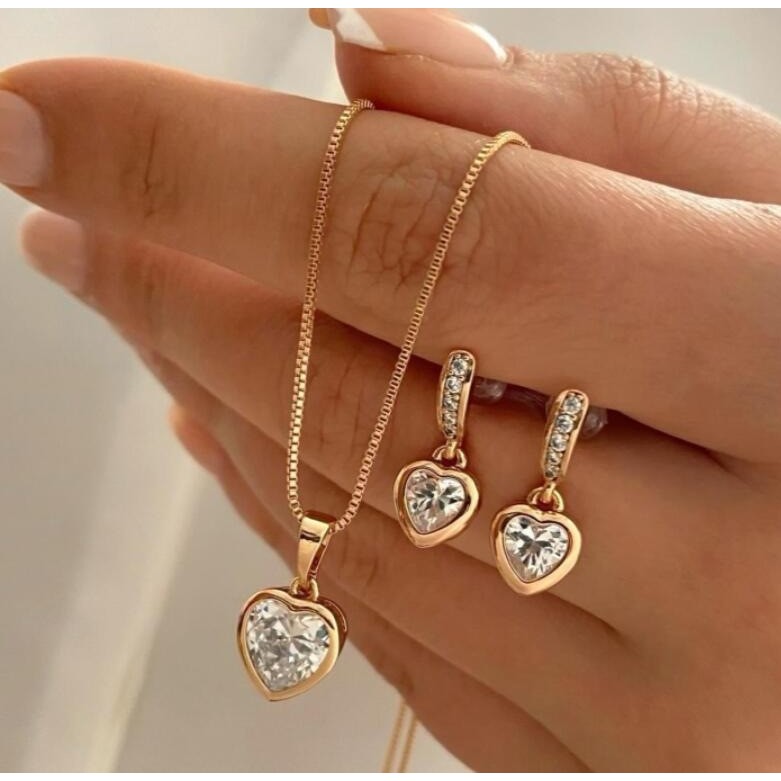 Bộ trang sức nữ retro giả ngọc trai, mặt dây chuyền và bông tai đơn giản, phù hợp mọi dịp