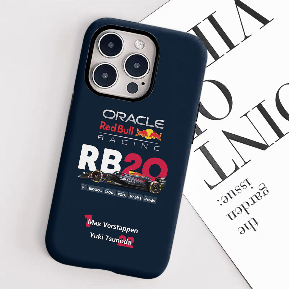 Ốp điện thoại cứng bóng F1 Oracle Red Bull Racing cho iPhone 17 16 15ProMax 14Pro 13 12 13mini Samsung S24 S22 S25 2in1